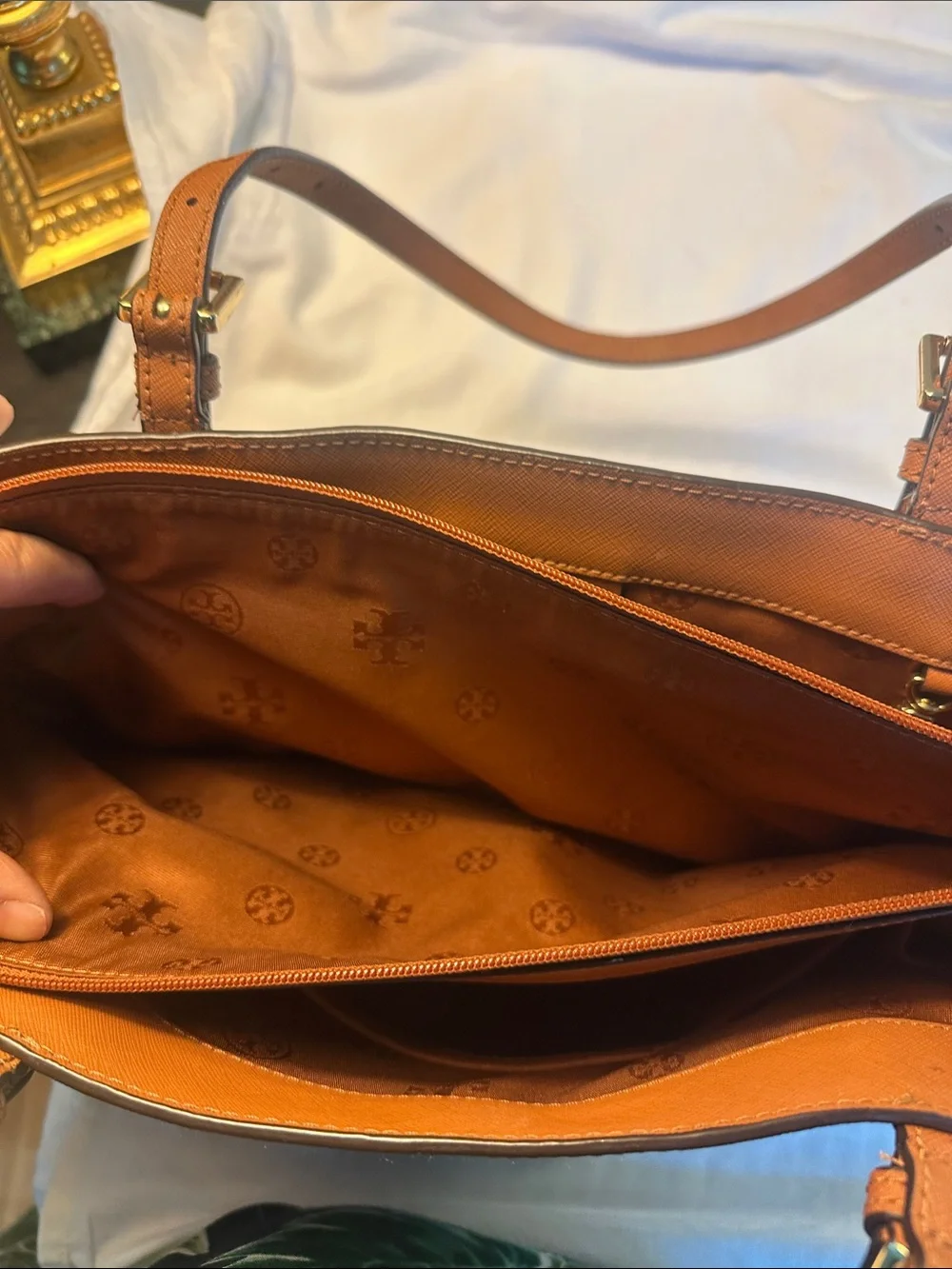 Tory Burch Cognac Leather Double-Handle Tote